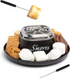 Kit de smores de interior, máquina de smores eléctrica con 4 tenedores para asar malvaviscos, color negro