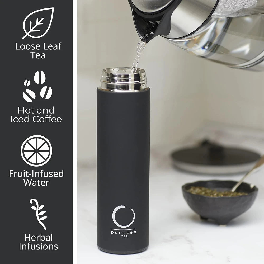 Botella infusora de té con aislamiento, 15 oz, termo para té con infusor