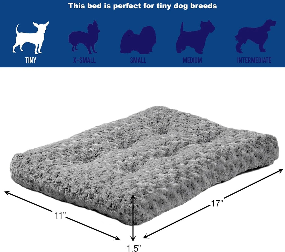 Cama para mascotas Intermediate Quiettime Deluxe, afelpada, con diseño de remolino degradado en gris, lavable a máquina, base antideslizante, tapete suave para jaulas de 36 pulgadas