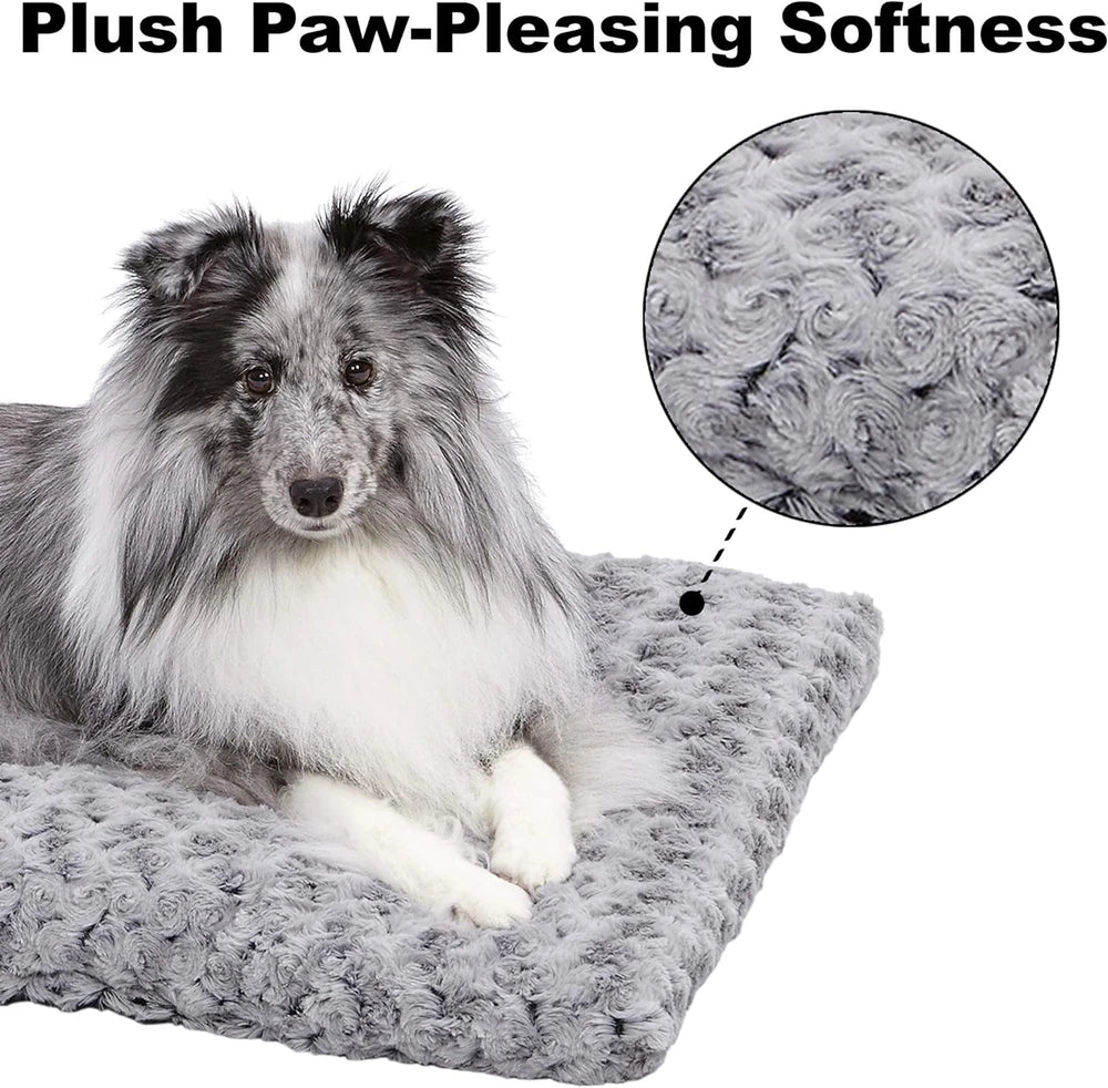 Cama para mascotas Intermediate Quiettime Deluxe, afelpada, con diseño de remolino degradado en gris, lavable a máquina, base antideslizante, tapete suave para jaulas de 36 pulgadas