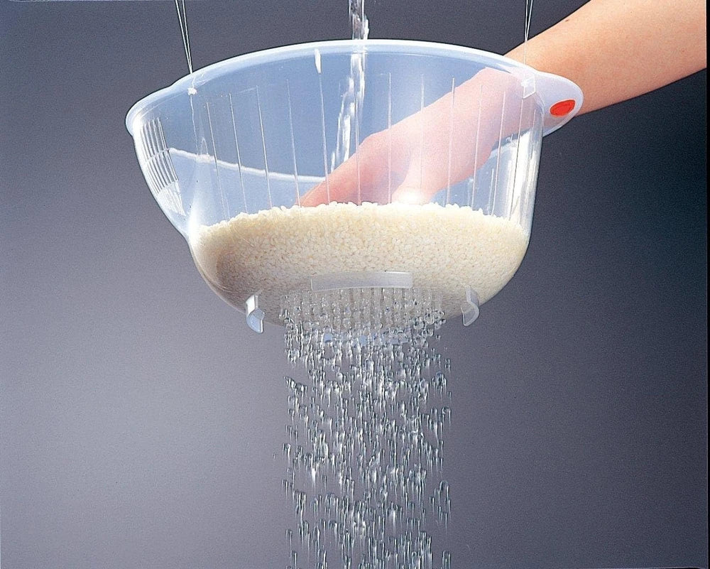 Tazón japonés para lavar arroz con escurridores laterales y de fondo, hecho en Japón