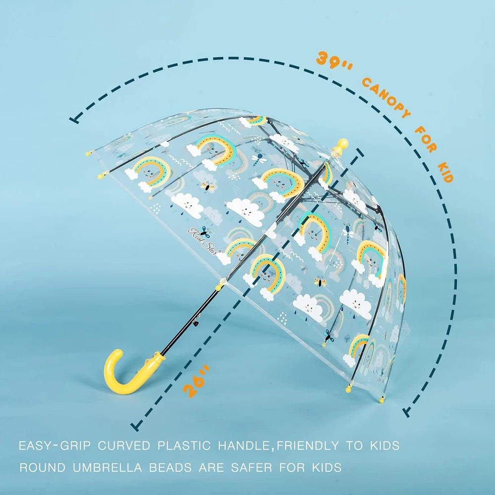Paraguas transparente para niños, tipo burbuja para la lluvia