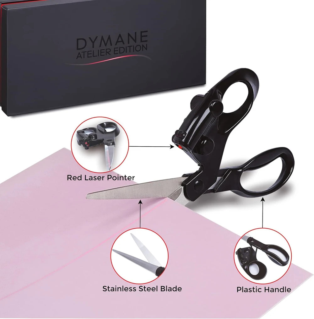 Tijeras con guía láser para cortar tela – PACK – Tijeras láser con guía de corte de precisión, set de costura y manualidades con estuche y caja de regalo premium, edición para regalo