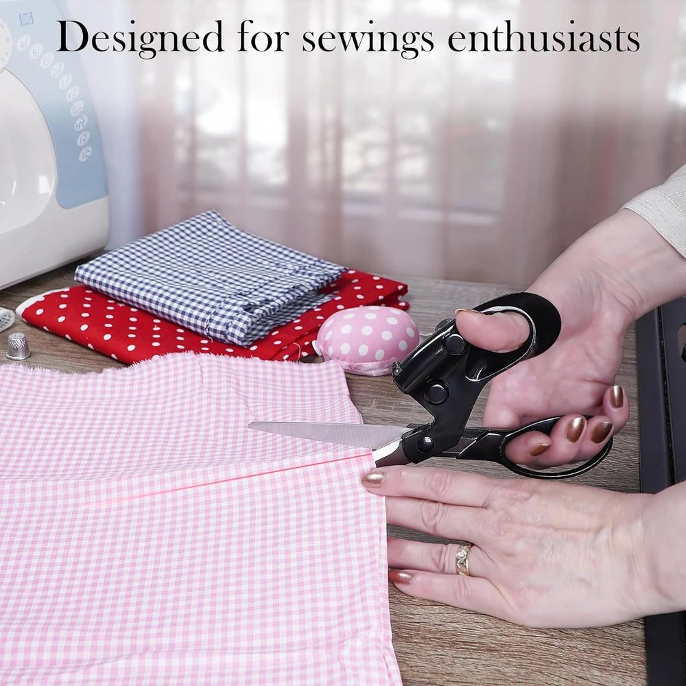 Tijeras con guía láser para cortar tela – PACK – Tijeras láser con guía de corte de precisión, set de costura y manualidades con estuche y caja de regalo premium, edición para regalo