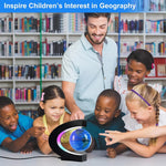 Globo terráqueo giratorio de levitación magnética con luz LED - Globo flotante antigravedad en forma de C para decoración de escritorio u oficina, mapa educativo STEM, regalo tecnológico único para hombres, niños y jefes, 3.5 pulgadas