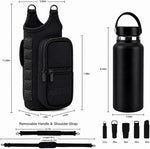 Soporte magnético para botella de agua, bolsa portabotella de agua para gimnasio con bolsillo para teléfono, asa, correa para el hombro, 6 imanes integrados, botella de agua