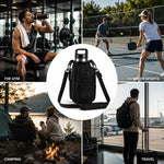 Soporte magnético para botella de agua, bolsa portabotella de agua para gimnasio con bolsillo para teléfono, asa, correa para el hombro, 6 imanes integrados, botella de agua
