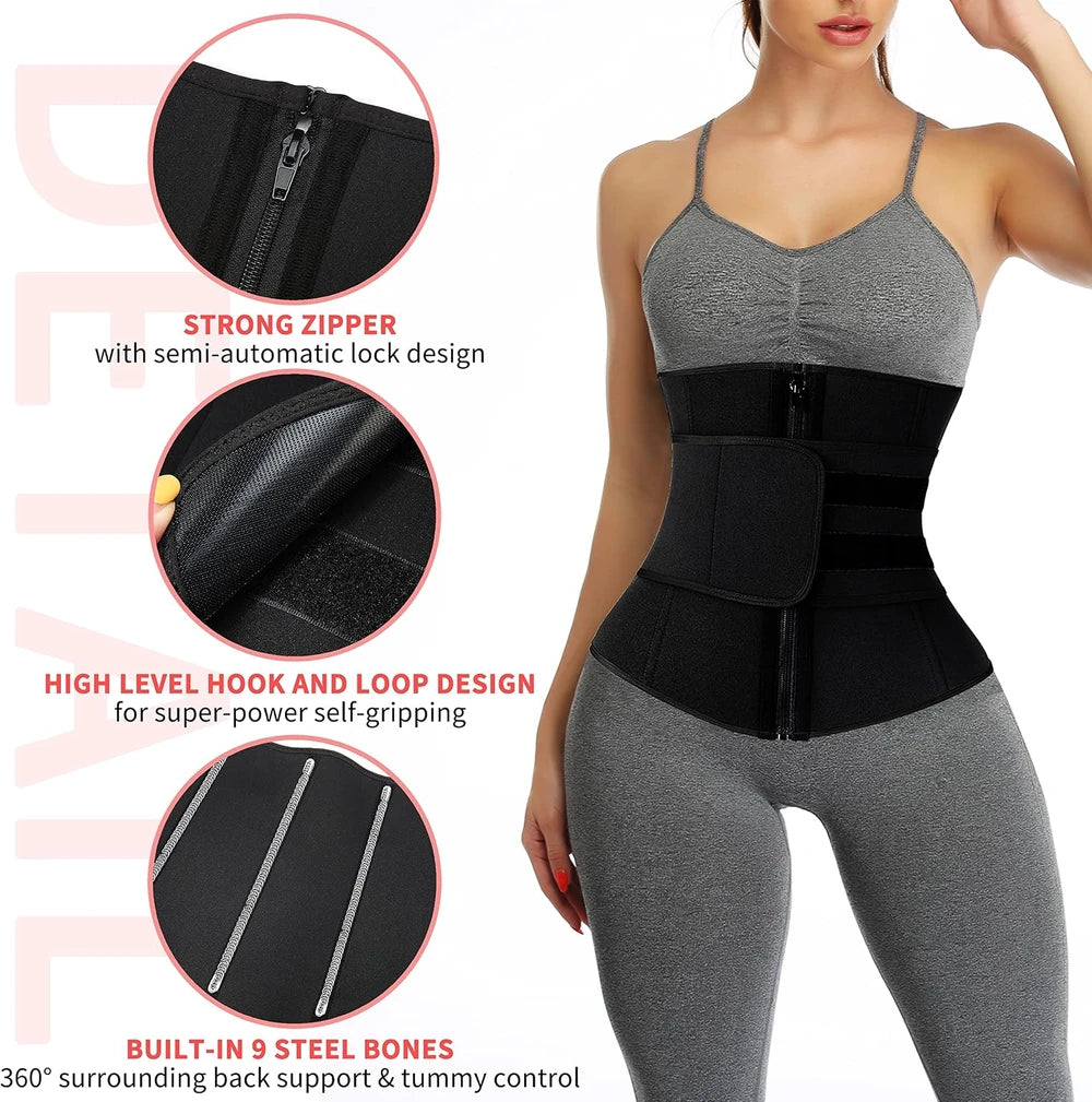 Corsé entrenador de cintura de neopreno para sauna, cinturón de sudor para mujer, faja de compresión, banda para ejercicio, fitness y soporte lumbar
