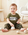 Conjunto de ropa para bebé recién nacido, mameluco con estampado de letras y pantalones para niño