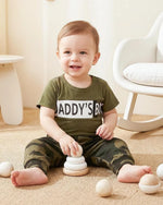 Conjunto de ropa para bebé recién nacido, mameluco con estampado de letras y pantalones para niño
