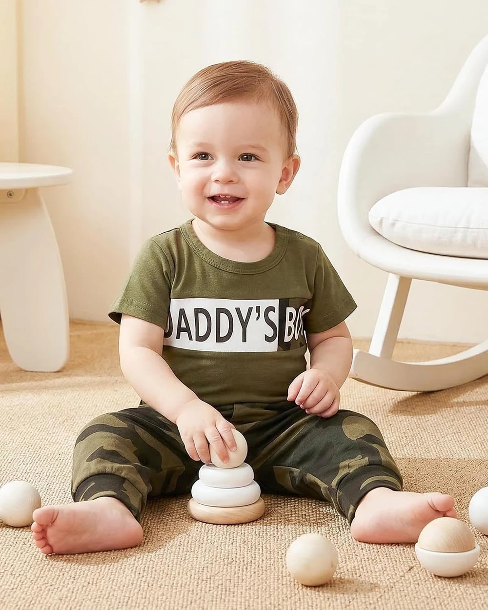 Conjunto de ropa para bebé recién nacido, mameluco con estampado de letras y pantalones para niño