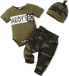 Conjunto de ropa para bebé recién nacido, mameluco con estampado de letras y pantalones para niño