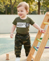 Conjunto de ropa para bebé recién nacido, mameluco con estampado de letras y pantalones para niño