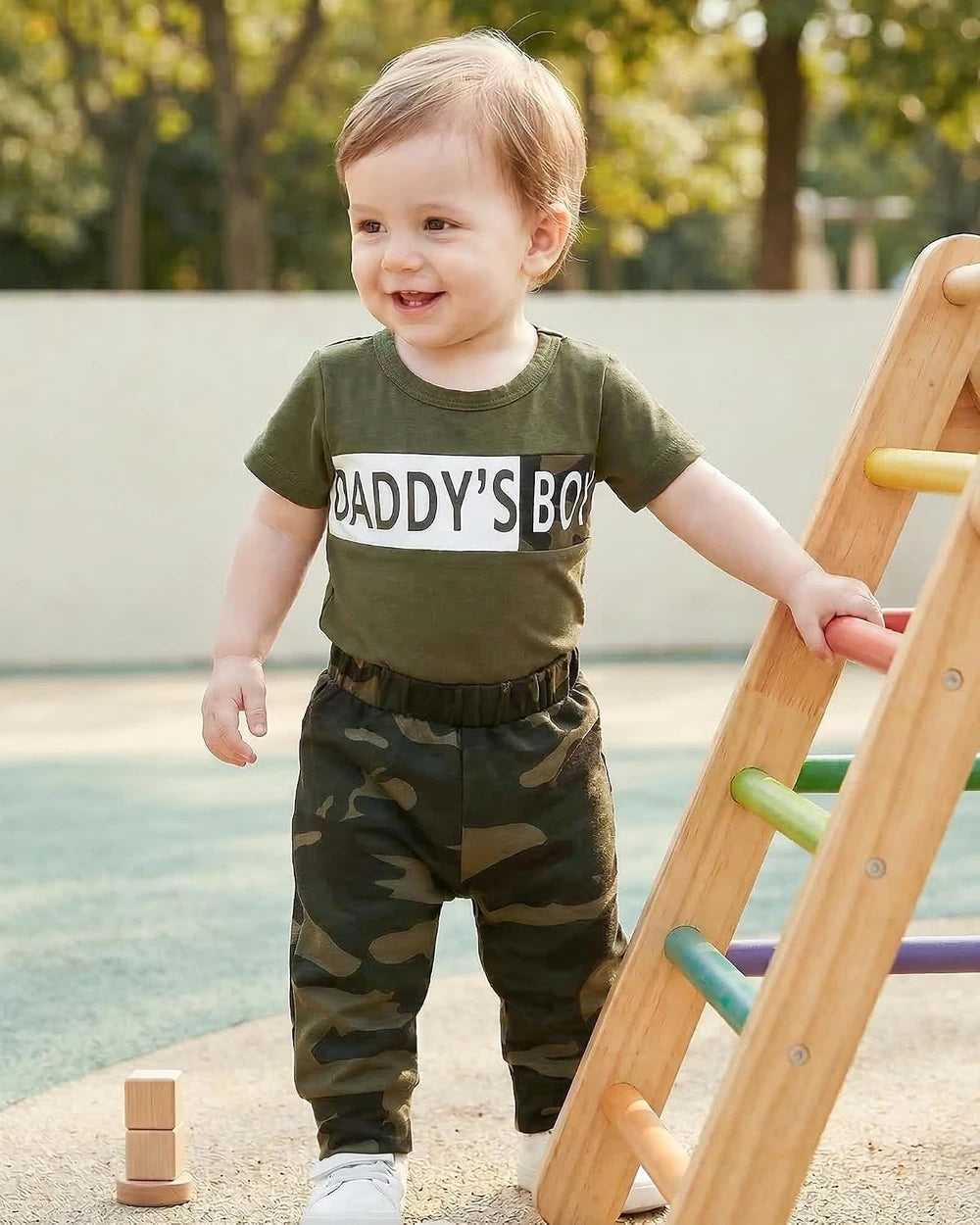 Conjunto de ropa para bebé recién nacido, mameluco con estampado de letras y pantalones para niño