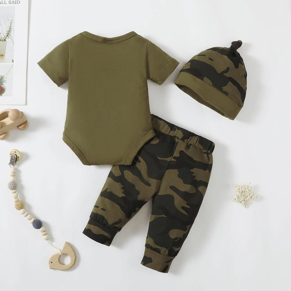 Conjunto de ropa para bebé recién nacido, mameluco con estampado de letras y pantalones para niño