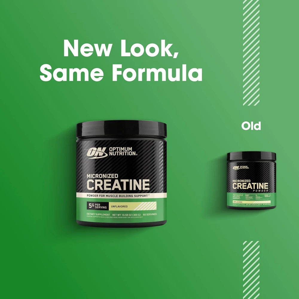 Polvo de creatina monohidratada micronizada de Optimum Nutrition, sin sabor, 60 servicios, 300 gramos