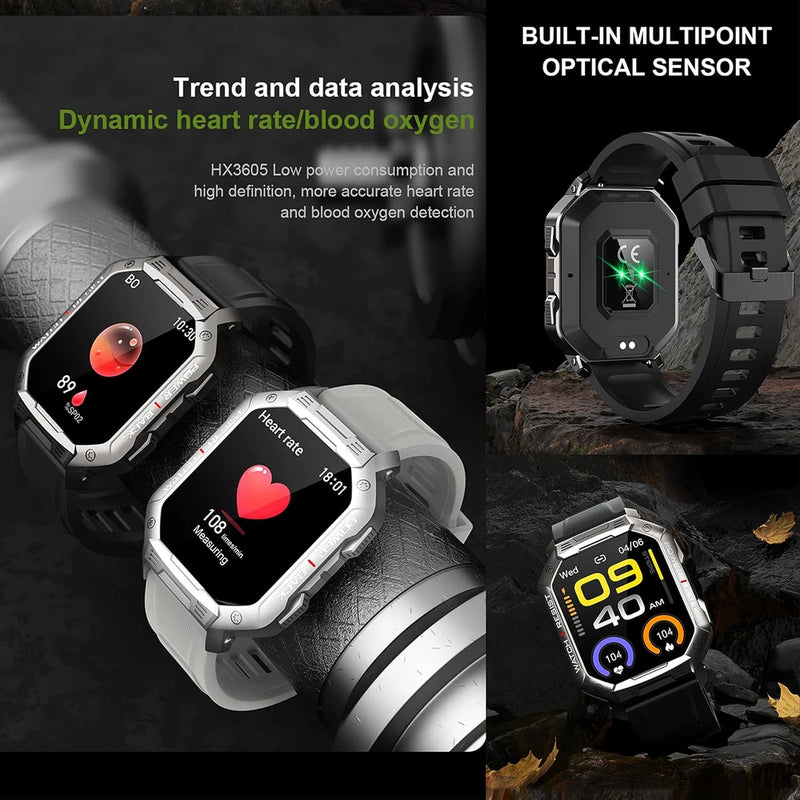 Reloj inteligente original para hombre, linterna, llamadas Bluetooth, reloj de fitness, IP68, resistente al agua, para Android, iOS, reloj inteligente deportivo 2025, nuevo