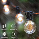 Luces de Cadena para Exteriores, Luces de Patio de 97 PIES con 49 Bombillas LED G40 Inastillables (1 de Repuesto), Cadena de Luces Impermeables para Patio Trasero, Porche, Bistró, Fiesta, Camping, Reuniones en el Jardín