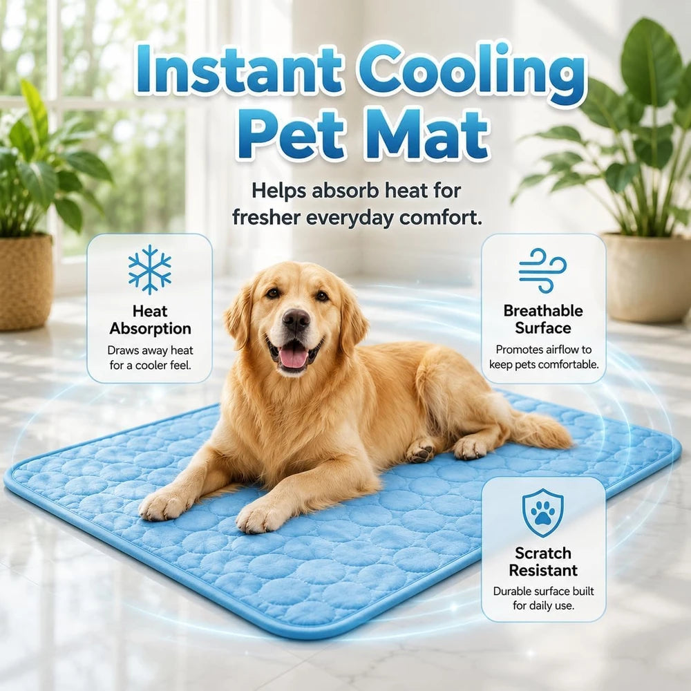 Colchoneta Nido Frío de Seda Helada para Perros y Gatos, para Refrigeración en Verano