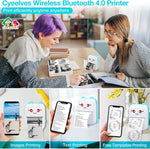 Mini impresora térmica portátil, impresora de fotos de bolsillo inalámbrica Bluetooth con 6 rollos