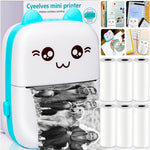Mini impresora térmica portátil, impresora de fotos de bolsillo inalámbrica Bluetooth con 6 rollos