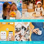 Mini impresora térmica portátil, impresora de fotos de bolsillo inalámbrica Bluetooth con 6 rollos