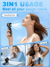 Ventilador portátil de mano Turbo, viento de 5 velocidades, funciona con pilas de 4000 mAh, hasta 10 horas de funcionamiento, ventilador de mano recargable 3 en 1 con tecnología Air Turbo para actividades al aire libre, viajes, regalo del Día del Padre