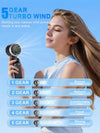 Ventilador portátil de mano Turbo, viento de 5 velocidades, funciona con pilas de 4000 mAh, hasta 10 horas de funcionamiento, ventilador de mano recargable 3 en 1 con tecnología Air Turbo para actividades al aire libre, viajes, regalo del Día del Padre