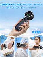 Ventilador portátil de mano Turbo, viento de 5 velocidades, funciona con pilas de 4000 mAh, hasta 10 horas de funcionamiento, ventilador de mano recargable 3 en 1 con tecnología Air Turbo para actividades al aire libre, viajes, regalo del Día del Padre