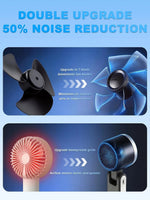 Ventilador portátil de mano Turbo, viento de 5 velocidades, funciona con pilas de 4000 mAh, hasta 10 horas de funcionamiento, ventilador de mano recargable 3 en 1 con tecnología Air Turbo para actividades al aire libre, viajes, regalo del Día del Padre
