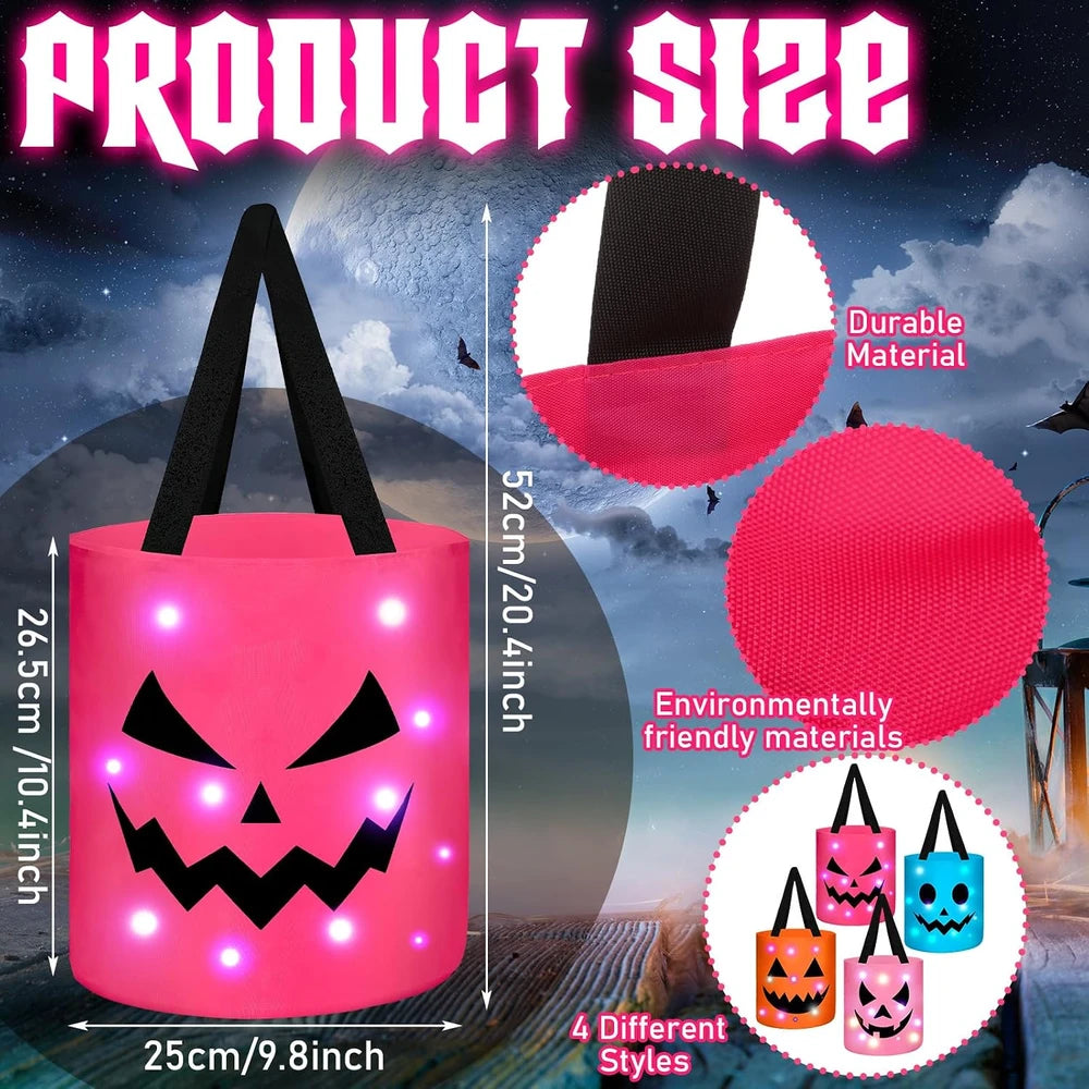 Cubo de Halloween reutilizable con luces LED y tiras luminosas