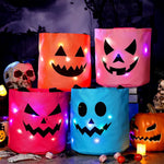 Cubo de Halloween reutilizable con luces LED y tiras luminosas