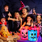 Cubo de Halloween reutilizable con luces LED y tiras luminosas