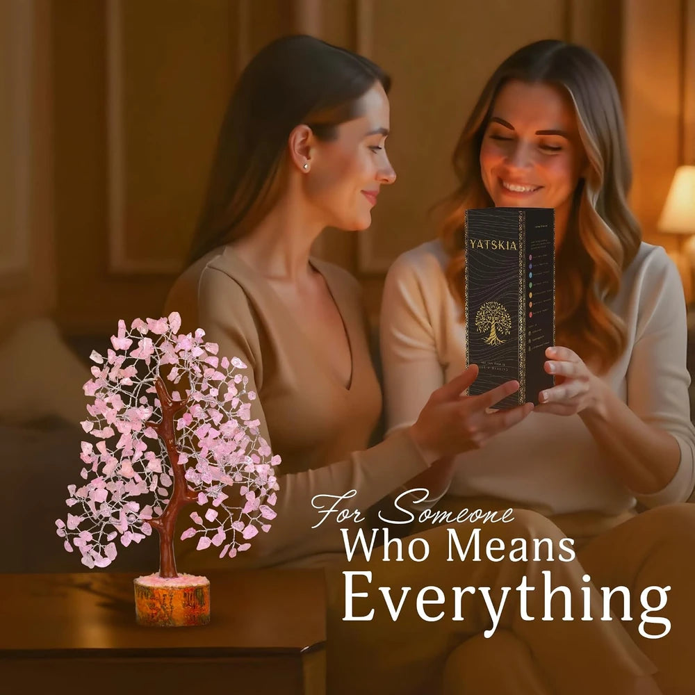 Árbol de cristales de cuarzo rosa | Árbol de chakra rosa | Cristales curativos | Decoración para sala de meditación | Decoración espiritual | Regalos de cumpleaños para hermana | Regalos de sanación espiritual | 10 pulgadas