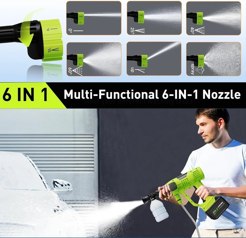 Lavadora a presión inalámbrica y base de carga de puerto único Seese, lavadora portátil con botella para automóvil, limpieza del hogar y riego de jardines, regalo del Día del Padre