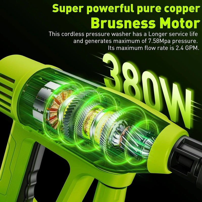 Cordless Portable Pressure Washer with Charger Base