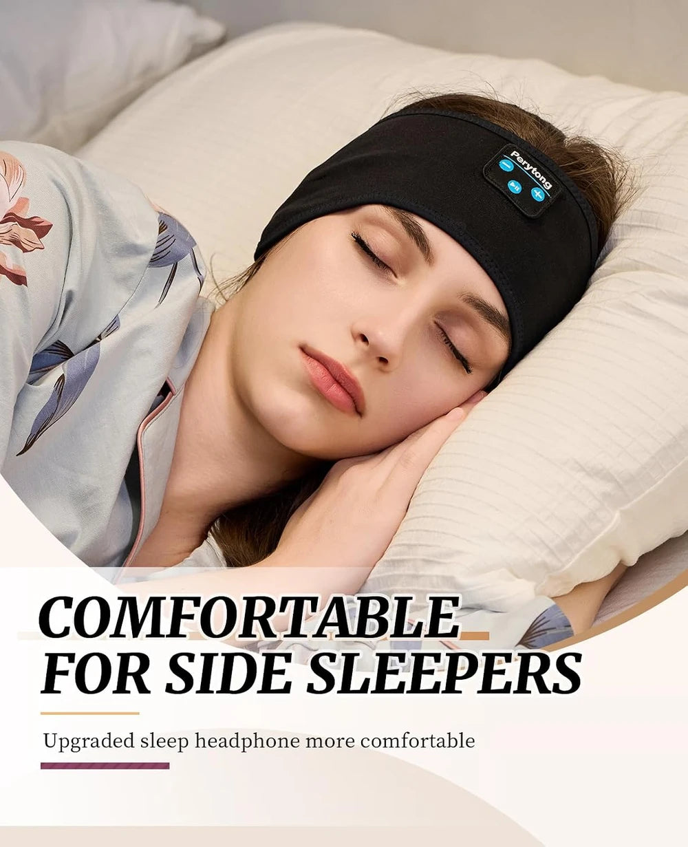Diadema deportiva con auriculares Bluetooth inalámbricos para dormir, auriculares ligeros de larga duración con sonido estéreo de alta fidelidad, ergonómicos para ASMR, regalo tecnológico genial para hombres y mujeres, negro