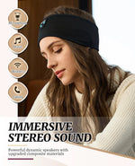 Diadema deportiva con auriculares Bluetooth inalámbricos para dormir, auriculares ligeros de larga duración con sonido estéreo de alta fidelidad, ergonómicos para ASMR, regalo tecnológico genial para hombres y mujeres, negro