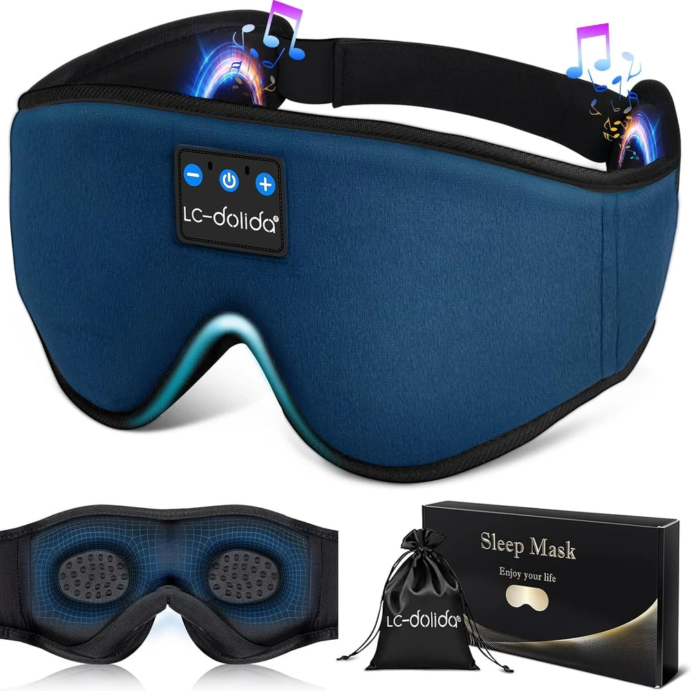Antifaz con auriculares Bluetooth para dormir, máscara de ojos 3D con auriculares inalámbricos para música, cubierta de algodón para dormir de lado, siestas, insomnio, viajes en avión, meditación, regalo unisex