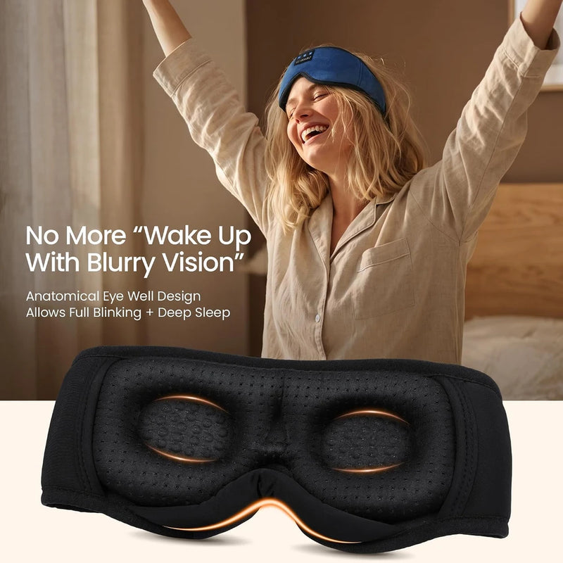 Antifaz con auriculares Bluetooth para dormir, máscara de ojos 3D con auriculares inalámbricos para música, cubierta de algodón para dormir de lado, siestas, insomnio, viajes en avión, meditación, regalo unisex