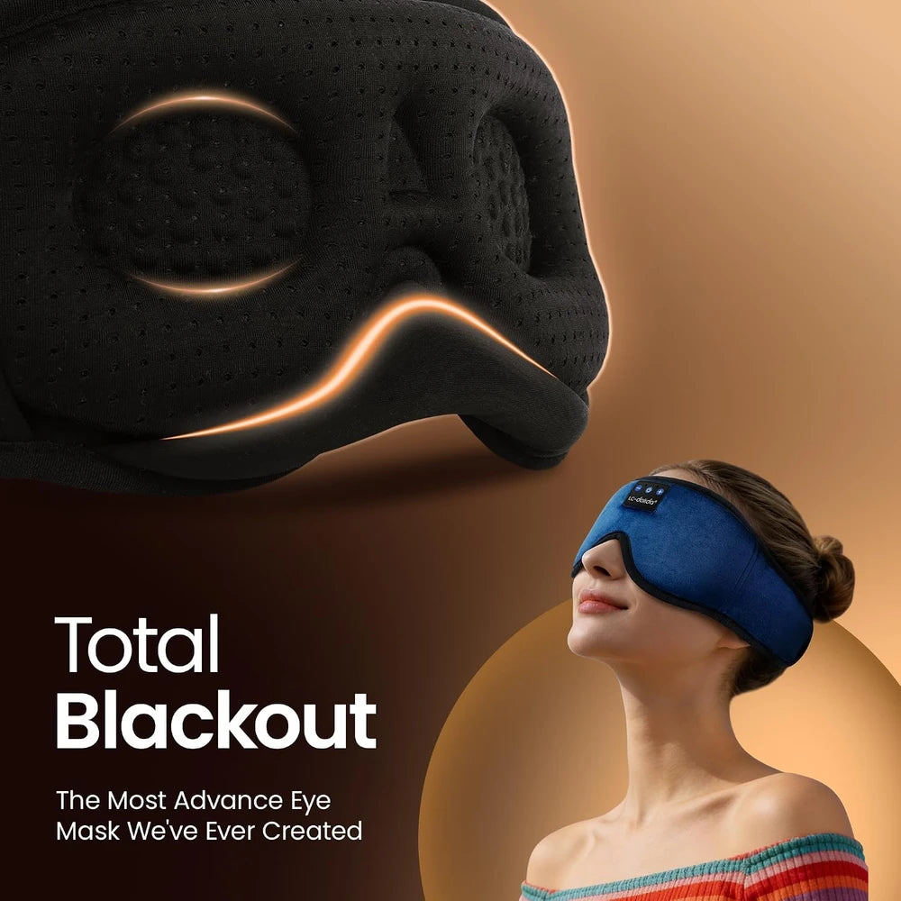 Antifaz con auriculares Bluetooth para dormir, máscara de ojos 3D con auriculares inalámbricos para música, cubierta de algodón para dormir de lado, siestas, insomnio, viajes en avión, meditación, regalo unisex