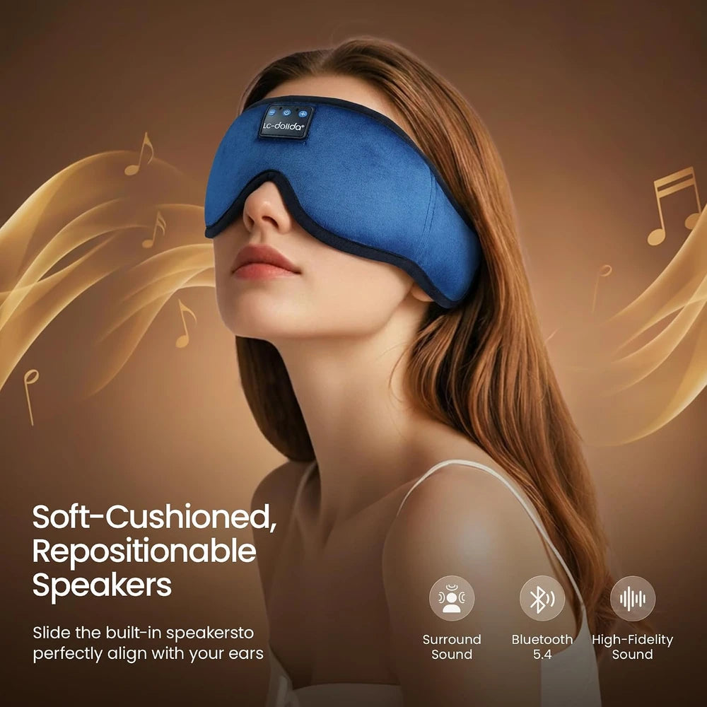 Antifaz con auriculares Bluetooth para dormir, máscara de ojos 3D con auriculares inalámbricos para música, cubierta de algodón para dormir de lado, siestas, insomnio, viajes en avión, meditación, regalo unisex