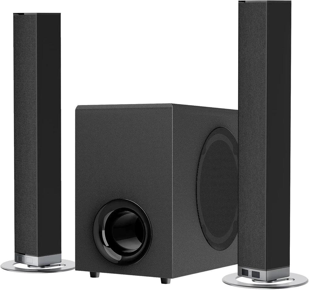 Barra de sonido con subwoofer, 2.1 canales con sonido envolvente 3D, compatible con televisores 4K y HD, conexión HDMI (ARC)/óptica/AUX/unidad USB/Bluetooth 5.0 (Modelo: P28, 160 W)