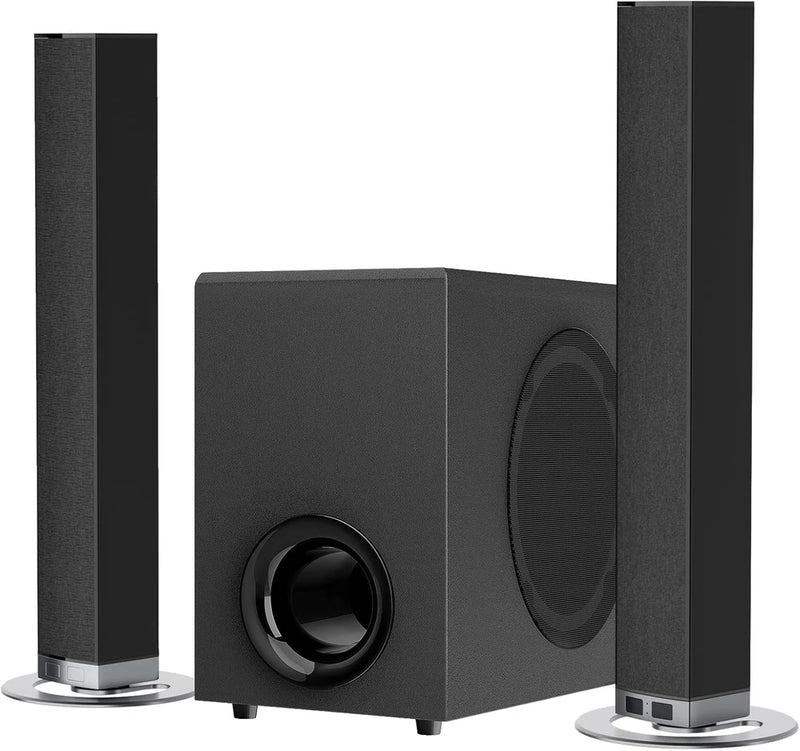 Barra de sonido con subwoofer, 2.1 canales con sonido envolvente 3D, compatible con televisores 4K y HD, conexión HDMI (ARC)/óptica/AUX/unidad USB/Bluetooth 5.0 (Modelo: P28, 160 W)