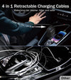 Cargador de coche retráctil TIKTOK SHOP, cargador de teléfono rápido 4 en 1 de 66 W, cables retráctiles y cargador de coche USB, compatible con iPhone 15/14/13/12/11, Galaxy, Pixel