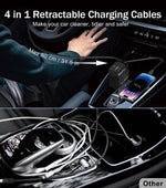 Cargador de coche retráctil TIKTOK SHOP, cargador de teléfono rápido 4 en 1 de 66 W, cables retráctiles y cargador de coche USB, compatible con iPhone 15/14/13/12/11, Galaxy, Pixel