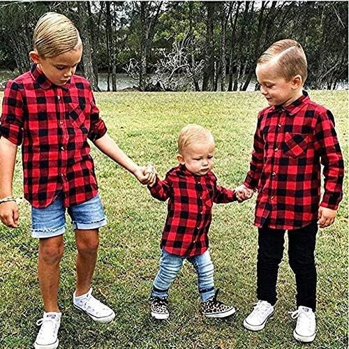 Camisa de franela de manga larga para bebés y niños pequeños