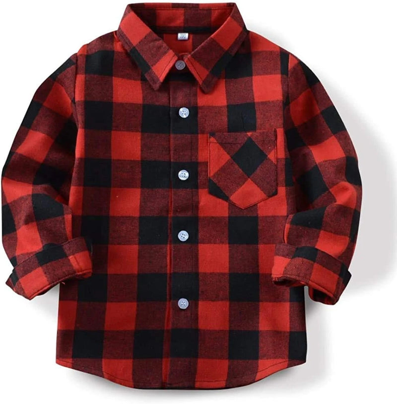 Camisa de franela de manga larga para bebés y niños pequeños