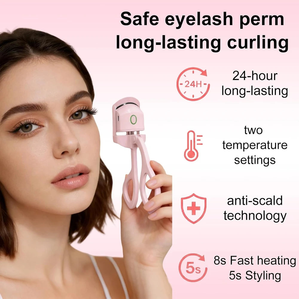Ultraglow Rizador de pestañas eléctrico Rizado duradero para pestañas perfectamente definidas Tu kit rizador de pestañas esencial de maquillaje profesional Paquete cosmético de plástico ligero