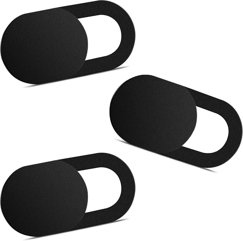 Cubierta para cámara web (paquete de 3), protector deslizante ultrafino de 0.03 pulgadas para cámara de portátil, compatible con iPhone, iPad, MacBook Pro, computadora, iMac, teléfono móvil y accesorios de PC, ideal para la privacidad - Negro